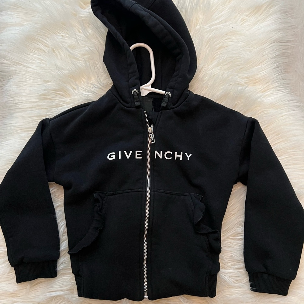 Givenchy Black Hooded Sweatshirt with Zip Front and Long Sleeves